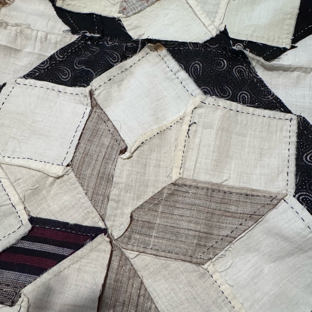 Antique 1920s–30s Depression Era Hand Pieced Quilt Blocks 25 Pc Partial Top 57” - Picture 3 of 4